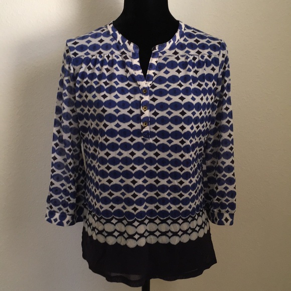 The Limited Tops - The Limited Sheer 3/4 Sleeves Top Blue